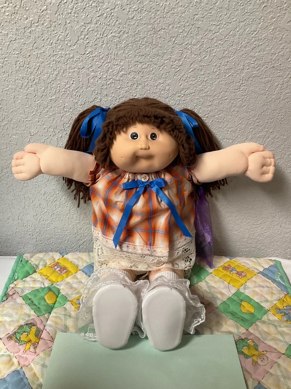 VTG Cabbage Patch Kid Girl Brown Hair Brown Eyes KT Factory Head Mold #5 1988